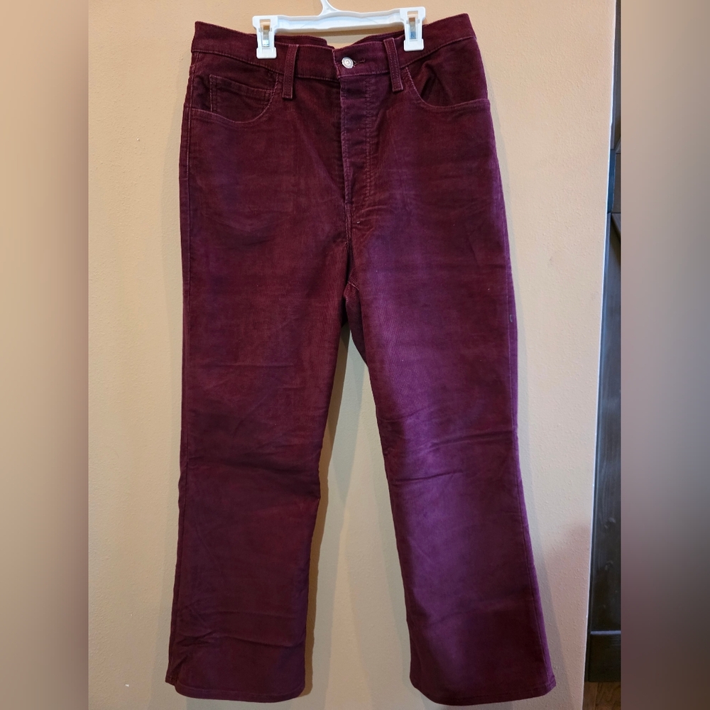 Levi's Premium Women Ribcage Crop Boot Corduroy Pants Size 32x27